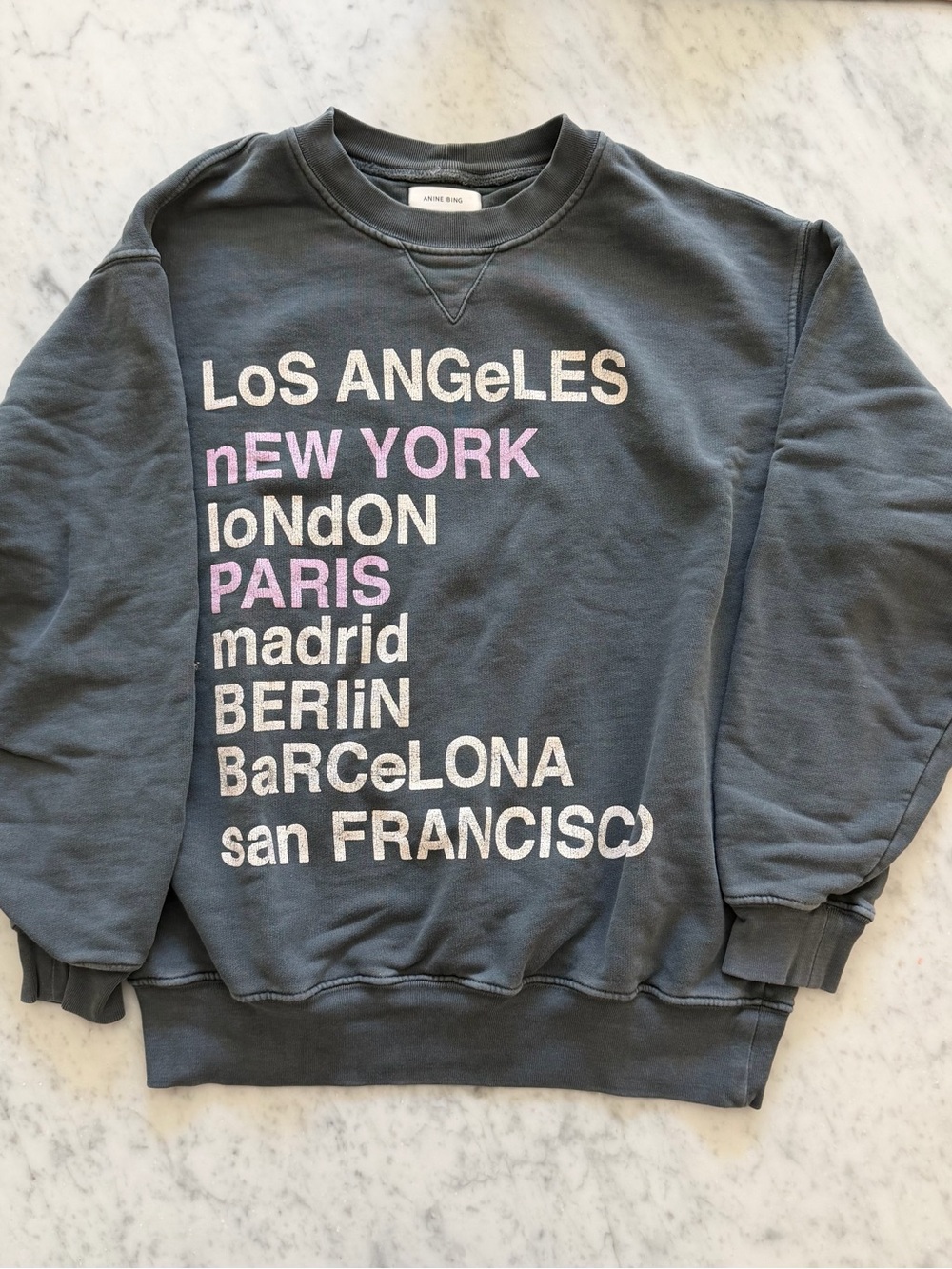 Anine Bing City Love Sweatshirt Charcoal Organic Cotton